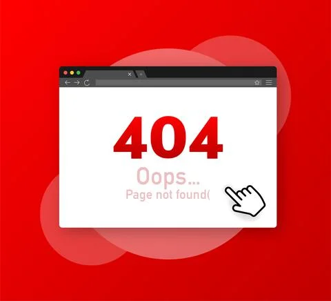 404 error page not found isolated in red background. Vector illustration Stock Illustration