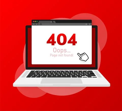 404 error page not found isolated in red background. Vector illustration Stock-Illustration