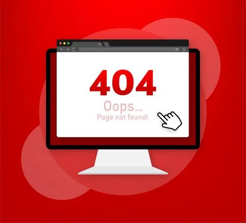 404 error page not found isolated in red background. Vector illustration Stock Illustration