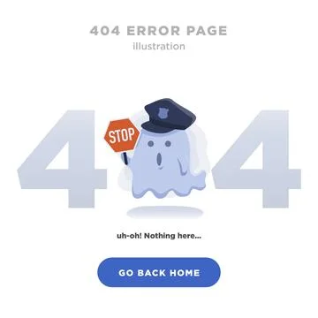 404 Error Page Not Found Design with Ghost holding stop sign Stock Illustration