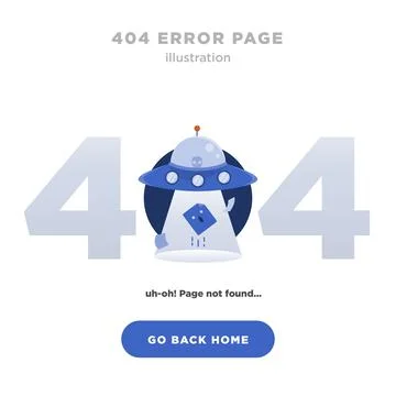 404 Error Page Not Found Design with UFO Stock Illustration