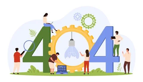 404 error, Page not Found, tiny people of maintenance service work to repair Stock-Illustration