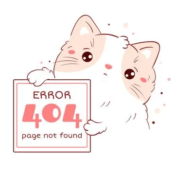 404 error Page not found. Sad kawaii cat with Error message. Cute little ki.. 库存插图