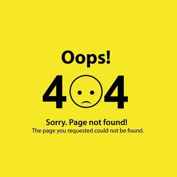 404 error page not found. Emoji sad smile. Vector illustration web design Stock Illustration