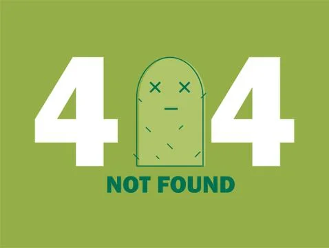 404 Error Page or File not Found icon. Cute green Cactus. UX UI vector for web Illustrazione stock