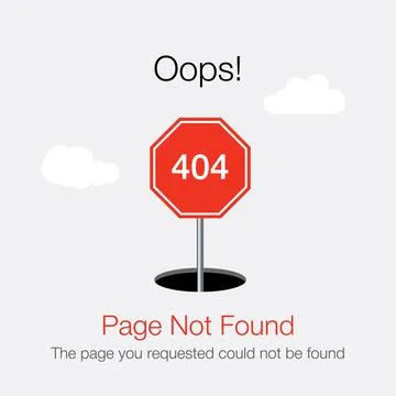 404 error page template for website. 404 warning flat design. Stock Illustration