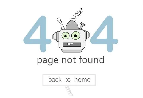 404 error page vector template for website. Illustration of a cartoon robot. Stock Illustration
