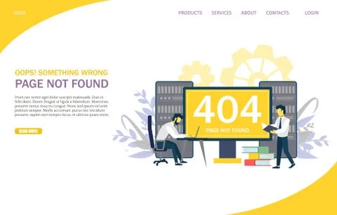404 error page vector website landing page design template Stock Illustration