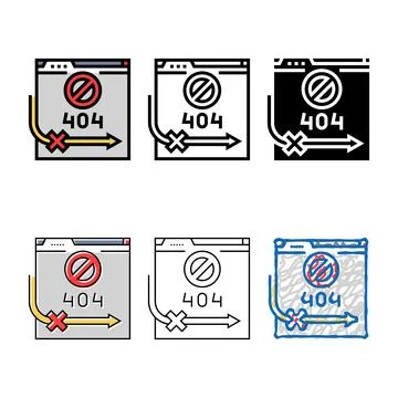404 error seo color multipack icon vector Stock Illustration