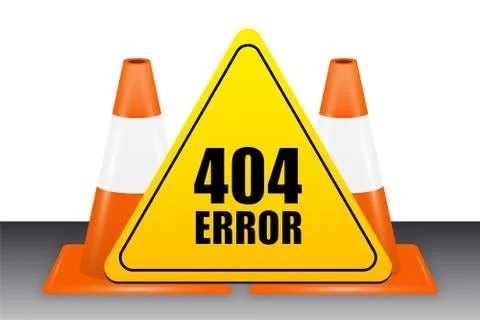 404 error sign with traffic cone vector Stock Illustration