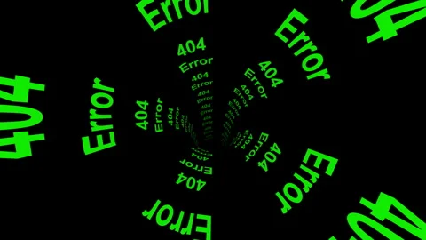 404 Error Tunnel Concept With Green Text On Black Background For Digital Gl.. Stock Footage 346730274