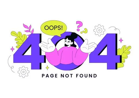 404 Error Vector Illustration Page Not Found Concept With Cute Characters U.. Stock Illustration