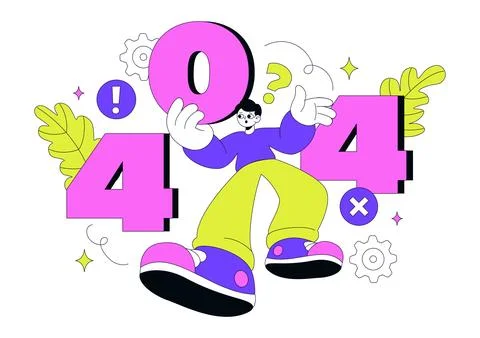 404 Error Vector Illustration Page Not Found Concept With Cute Characters U.. Illustrazione stock