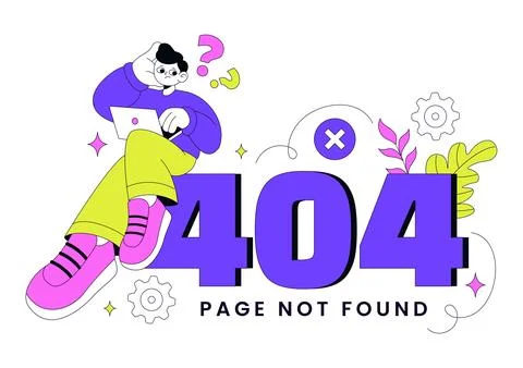 404 Error Vector Illustration Page Not Found Concept With Cute Characters U.. イラスト素材