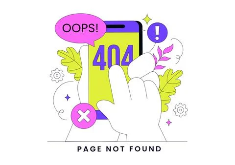 404 Error Vector Illustration Page Not Found Concept With Cute Characters U.. 스톡 일러스트