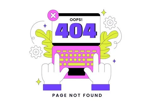 404 Error Vector Illustration Page Not Found Concept With Cute Characters U.. イラスト素材