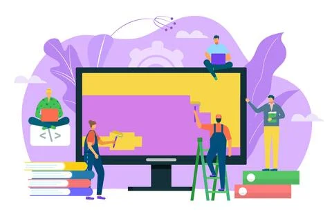 404 error web page design concept, warning sign vector illustration. Laptop Stock Illustration