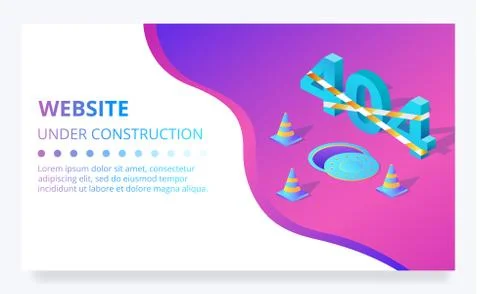 404 error web site vector under construction page Illustrazione stock