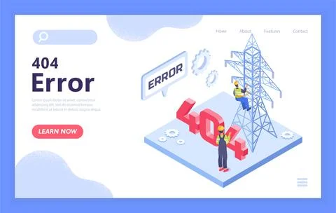 404 error with workers fixing tower. Vector illustration Stock Illustration