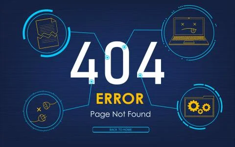 404 high-tech error page not found background Stock Illustration