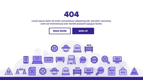 404 HTTP Error Message Vector Linear Icons Set 스톡 일러스트