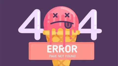 404  ice-cream error page not found  flat vector Illustrazione stock