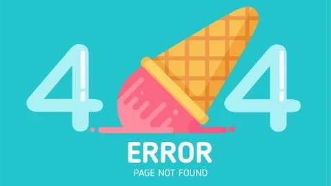 404  ice-cream fall error page not found vector pastel Stock Illustration