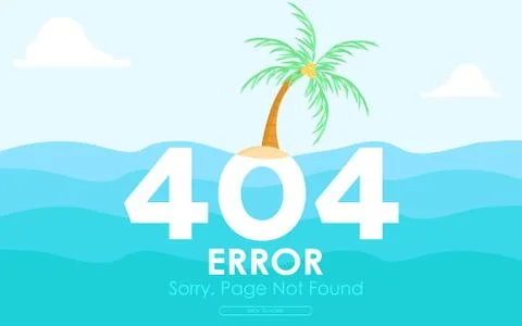 404  island error page not found  flat vector Stock Illustration