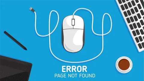 404 mouse error page not found  flat vector Stock Illustration