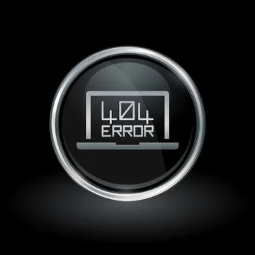 404 not found icon inside round silver and black emblem Stock Illustration
