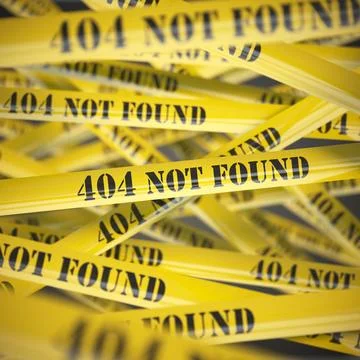 404 not found yellow caution tape background. 404 not found yellow caution... Stock-Fotos