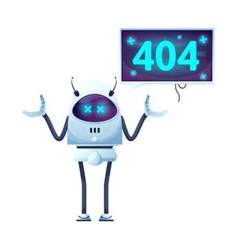 404 page with cartoon screen and funny robot Stock Illustration