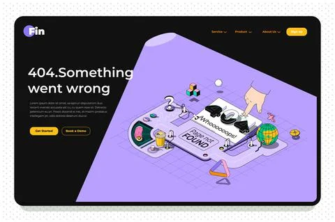 404 page not found concept 3d isometric outline landing page. Tech support イラスト素材