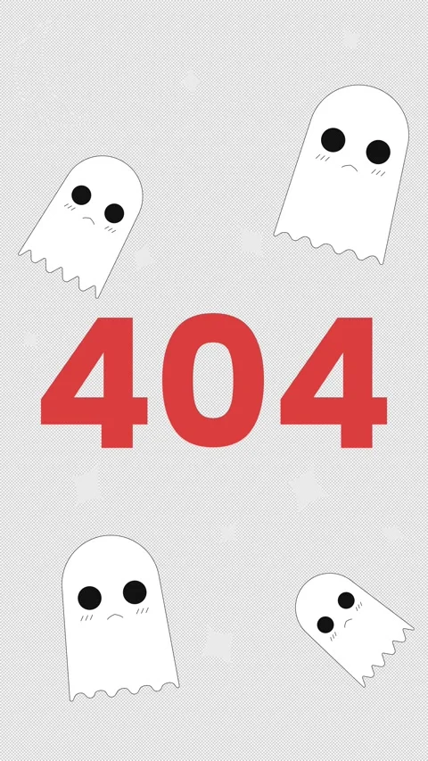 404 page not found with cute ghost characters 2D vertical animation Stock Footage 311857016