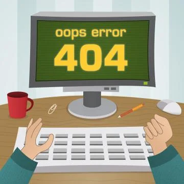 404 page not found error. User width computer monitor screen. EPS 10 vector i Stock Illustration