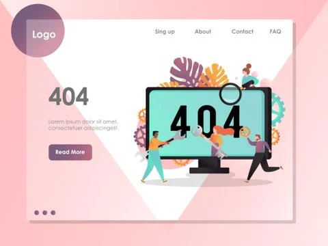 404 page not found error vector website landing page template Illustrazione stock