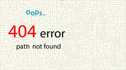 404 Page not found with labyrinth on a white background. Concept Internet web Stock Illustration