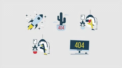 404 screen and waiting cartoon animation pack Stock Footage 344956116