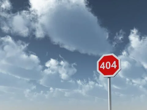 404 sign under cloudy blue sky - 3d illustration Stock-Illustration