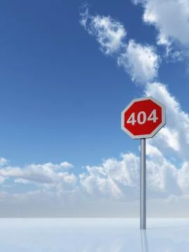404 sign under cloudy blue sky - 3d illustration Stock-Illustration