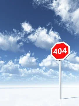 404 sign under cloudy blue sky - 3d illustration Stock-Illustration