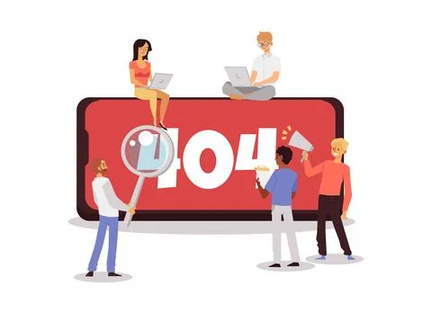 404 system error of mobile app, flat vector illustration isolated on white. Stock Illustration