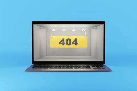 404 - text on the computer screen. 3d rendering. Stock Photos