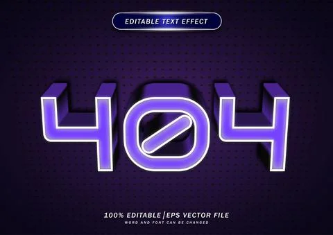 404 text effect neon. editable style Stock-Illustration