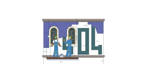 404 web default with worker working on wall Video stock 250235444