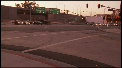 405 &amp; 101 Interchange at sunset Stock Footage 491307