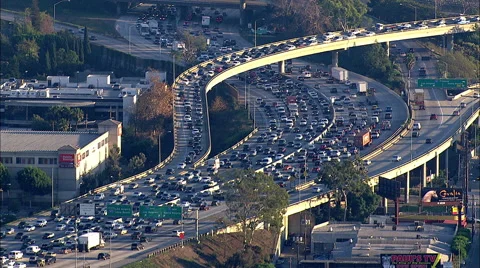 405 and 10 Freeway Interchange in Traffic 3 Stock Footage 56329723