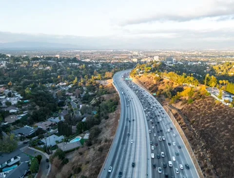The 405 Approaching Sunset Time-lapse Aerial View Stock-Footage 335433950