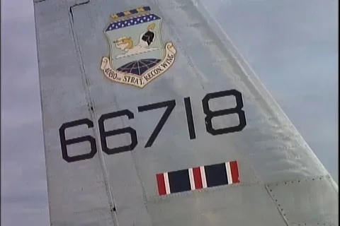 4080th Strategic Reconnaissance Wing shield on Lockheed U-2 No. 66718 - 1960 Stock Footage 101167345