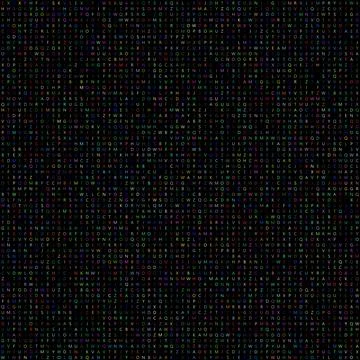 4096 letters arranged in random order with mixed colors on black screen ide.. Stock Photos